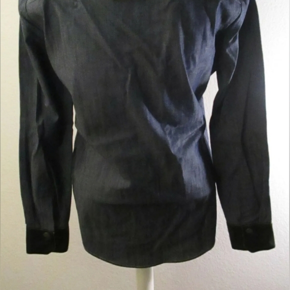 Zara women's shirt denim blue faux leather size S - Picture 3 of 15